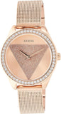 Buy Shop Guess Tri Glitz Quartz Diamonds Rose Gold Dial Rose Gold Mesh Bracelet Watch For Women - W1142L4 USA Online