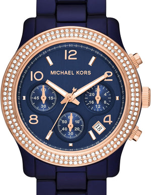Buy Shop Michael Kors Runway Chronograph Blue Dial Blue Steel Strap Watch for Women - MK7423 USA Online