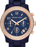 Buy Shop Michael Kors Runway Chronograph Blue Dial Blue Steel Strap Watch for Women - MK7423 USA Online