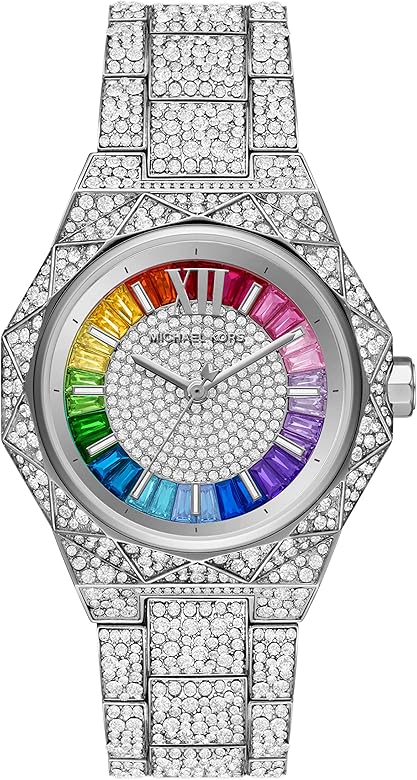 Buy Shop Michael Kors Raquel Three-Hand Crystals Silver Dial Silver Steel Strap Watch For Women - MK7365LE USA Online