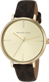 Buy Shop Michael Kors Jayne Three Hand Gold Dial Brown Leather Strap Watch For Women - MK7129 USA Online