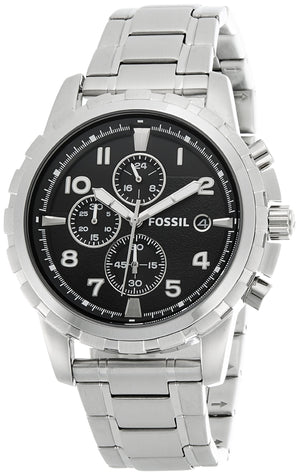 Buy Shop Fossil Dean Chronograph Black Dial Silver Steel Strap Watch for Men - FS4542 USA Online
