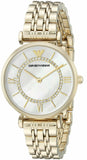 Buy Shop Emporio Armani Gianni T Bar White Mother of Pearl Dial Gold Steel Strap Watch For Women - AR1907 USA Online