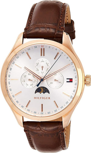 Buy Shop Tommy Hilfiger Oliver Chronograph White Dial Brown Leather Strap Watch for Men - 1791306 USA Online