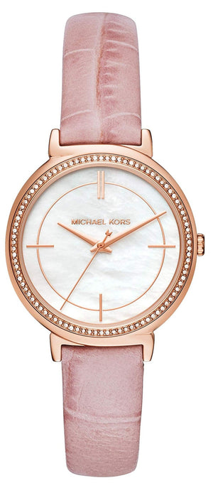 Buy Shop Michael Kors Cinthia Mother of Pearl Dial Pink Leather Strap Watch for Women - MK2663 USA Online
