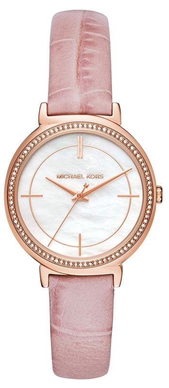 Buy Shop Michael Kors Cinthia Mother of Pearl Dial Pink Leather Strap Watch for Women - MK2663 USA Online