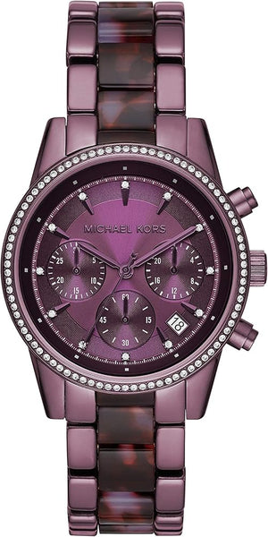 Buy Shop Michael Kors Ritz Chronograph Purple Dial Purple Steel Strap Watch For Women - MK6720 USA Online