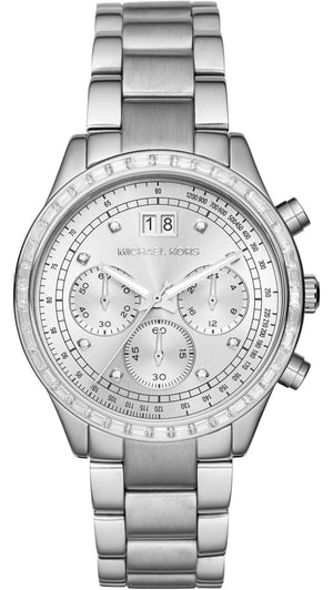 Buy Shop Michael Kors Brinkley Diamonds Silver Dial Silver Steel Strap Watch for Women - MK6186 USA Online