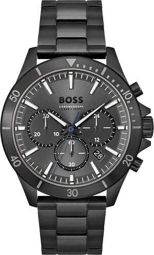 Buy Shop Hugo Boss Troper Chronograph Grey Dial Grey Steel Strap Watch For Men - 1514058 USA Online