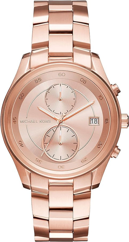 Buy Shop Michael Kors Briar Quartz Rose Gold Dial Rose Gold Steel Strap Watch For Women - MK6465 USA Online