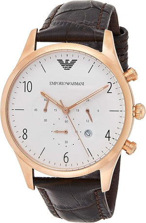 Buy Shop Emporio Armani Beta Chronograph White Dial Brown Leather Strap Watch For Men - AR1916 USA Online