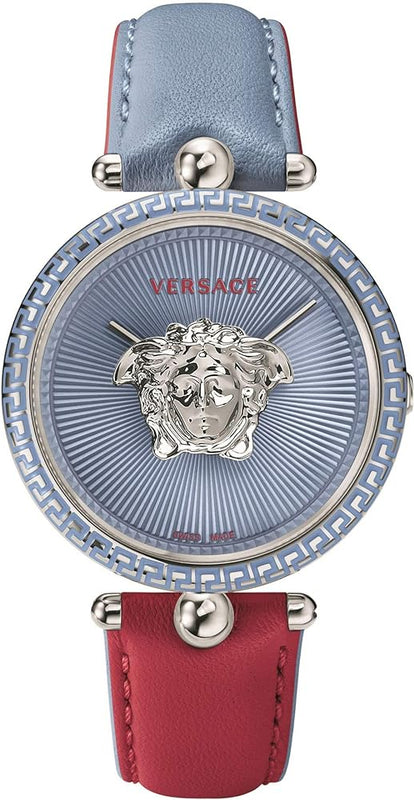 Buy Shop Versace Palazzo Empire Blue Dial Blue & Red Leather Strap Watch for Women - VCO070017 USA Online