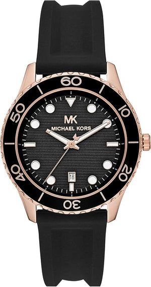 Buy Shop Michael Kors Runway Quartz Black Dial Black Silicone Strap Watch For Women - MK6852 USA Online