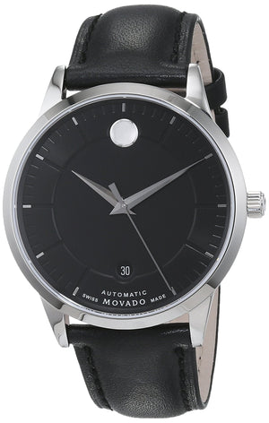 Buy Shop Movado 1881 Automatic Black Dial Black Leather Strap Watch for Men - 606873 USA Online