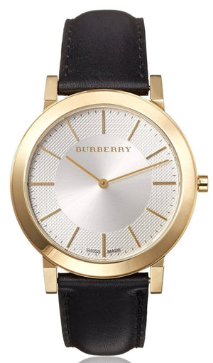Buy Shop Burberry The City Gold Dial Black Leather Strap Watch for Men - BU2353 USA Online