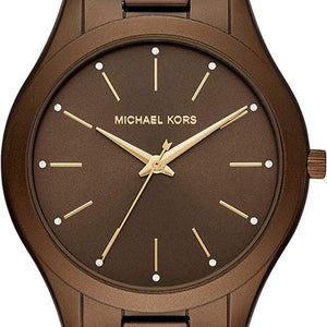 Buy Shop Michael Kors Slim Runway Brown Dial Brown Steel Strap Watch For Women - MK4508 USA Online