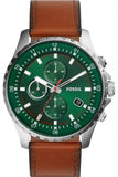 Buy Shop Fossil Dillinger Luggage Chronograph Green Dial Brown Leather Strap Watch for Men - FS5734 USA Online