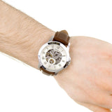 Buy Shop Fossil Grant Automatic White Dial Brown Leather Strap Watch for Men - ME3027 USA Online