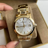 Buy Shop Burberry The City White Dial Gold Steel Strap Watch for Women - BU9103 USA Online