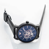 Buy Shop Emporio Armani Luigi Automatic Skeleton Black Dial Black Leather Strap Watch For Men - AR60012 USA Online