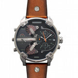 Diesel Mr Daddy 2.0 Black Dial Brown Leather Strap Watch For Men - DZ7332