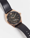 Buy Shop Emporio Armani Meccanico Black Dial Black Leather Watch For Men - AR60004 USA Online