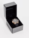 Buy Shop Emporio Armani Meccanico Black Dial Black Leather Watch For Men - AR60004 USA Online
