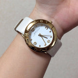 Buy Shop Marc Jacobs Amy White Dial White Leather Strap Watch for Women - MBM1180 USA Online
