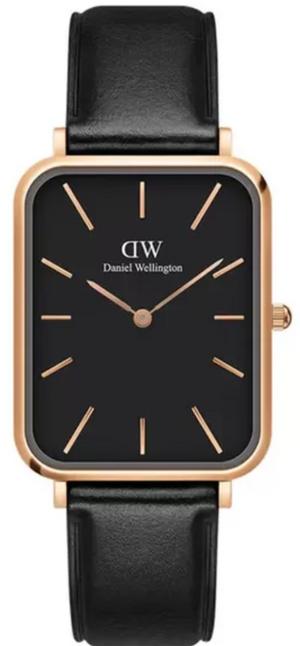 Buy Shop Daniel Wellington Quadro Black Dial Black Leather Strap Watch For Women - DW00100449 USA Online
