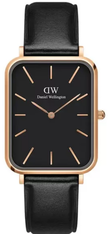 Buy Shop Daniel Wellington Quadro Black Dial Black Leather Strap Watch For Women - DW00100449 USA Online