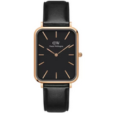 Buy Shop Daniel Wellington Quadro Black Dial Black Leather Strap Watch For Women - DW00100449 USA Online