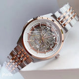 Buy Shop Emporio Armani Meccanico White Dial Two Tone Stainless Steel Watch For Men - AR60002 USA Online
