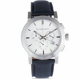 Burberry The City Chronograph White Dial Black Leather Strap Watch for Men - BU9355