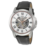Buy Shop Fossil Grant Automatic Skeleton White Dial Black Leather Strap Watch for Men - ME3101 USA Online