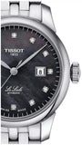 Buy Shop Tissot Le Locle Automatic Diamonds Mother of Pearl Black Dial Silver Steel Strap Watch For Women - T006.207.11.126.00 USA Online