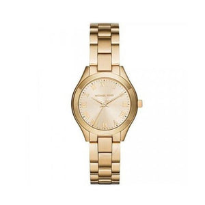 Buy Shop Michael Kors Slim Runway Gold Dial Gold Steel Strap Watch For Women - MK3456 USA Online