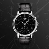 Buy Shop Tissot Carson Premium Chronograph Black Dial Black Leather Strap Watch For Men - T122.417.16.051.00 USA Online