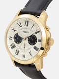 Buy Shop Fossil Grant Chronograph White Dial Black Leather Strap Watch for Men - FS5272 USA Online