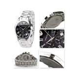 Buy Shop Emporio Armani Velente Chronograph Black Dial Silver Steel Strap Watch For Women - AR0674 USA Online