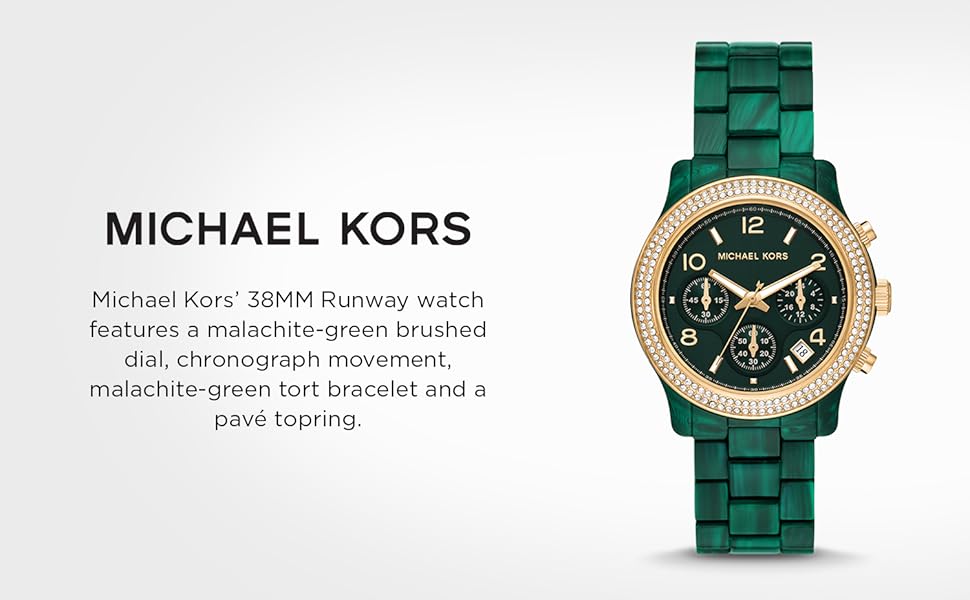 Buy Shop Michael Kors Runway Chronograph Green Dial Green Steel Strap Watch for Women - MK7422 USA Online