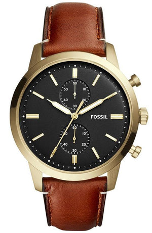 Buy Shop Fossil Townsman Chronograph Black Dial Brown Leather Strap Watch for Men - FS5338 USA Online