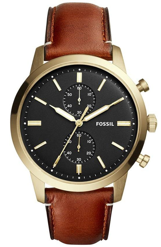 Buy Shop Fossil Townsman Chronograph Black Dial Brown Leather Strap Watch for Men - FS5338 USA Online