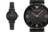 Buy Shop Emporio Armani Gianni T Bar All Black Diamond Dial Watch For Women - AR11245 USA Online