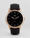 Buy Shop Fossil The Minimalist Black Dial Black Leather Strap Watch for Men - FS5376 USA Online