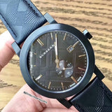 Buy Shop Burberry The City Black Dial Black Leather Strap Watch for Men - BU9906 USA Online