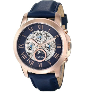 Buy Shop Fossil Grant Automatic Blue Dial Blue Leather Strap Watch for Men - ME3029 USA Online