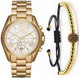 Buy Shop Michael Kors Bradshaw Chronograph White Dial Gold Steel Strap Watch For Women - MK6266 USA Online