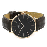 Buy Shop Daniel Wellington Classic York Black Dial Brown Leather Strap Watch For Men - DW00100128 USA Online