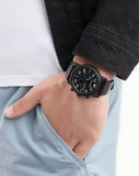 Buy Shop Emporio Armani Luigi Chronograph Black Dial Black Leather Strap Watch For Men - AR11133 USA Online