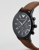 Buy Shop Emporio Armani Chronograph Black Dial Brown Leather Strap Watch For Men - AR11078 USA Online